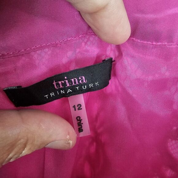 Trina Turk Azul Off The Shoulder Lace Dress in Brilliant Fushia Women's Size 12 - Picture 7 of 11